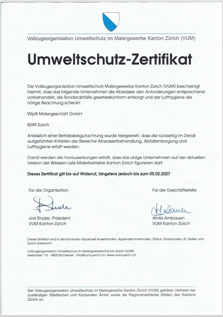Umweltschutz Zertifikat 